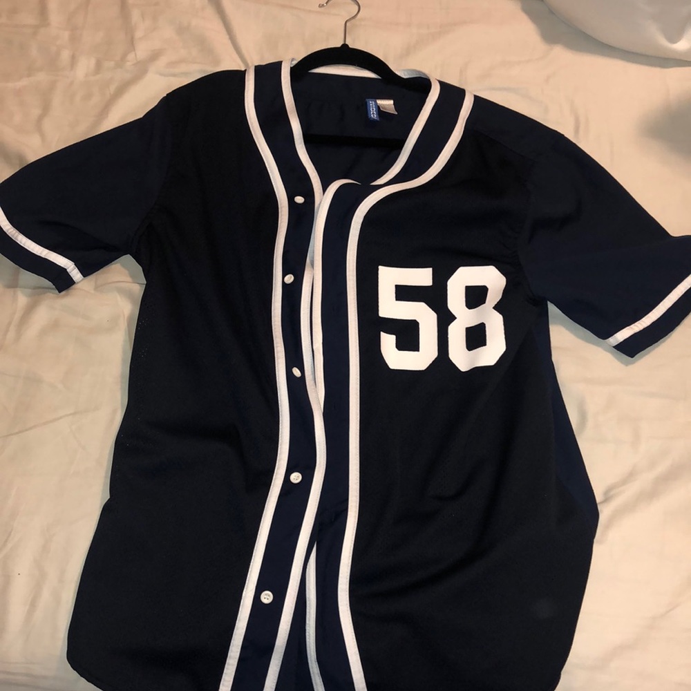 H&M blue baseball jersey